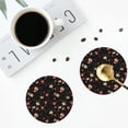 thumbnail image 4 of Lsque Red White Flowers Pattern 4" Drink Coasters Set of 4, PVC Leather Absorbent Coasters, Table Coaster Set Decorative Coffee Cup Coasters Housewarming Gift -Round Shape, 4 of 6
