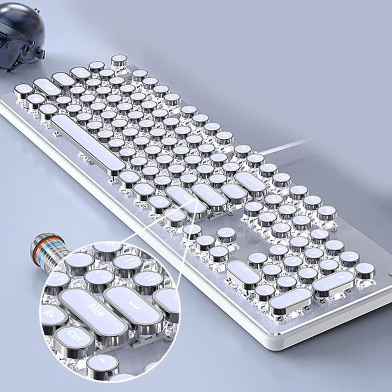 White Backlit Mechanical Gaming Keyboard with Tactile Switches 104Keys