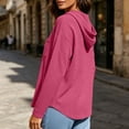 thumbnail image 5 of DYTTDG Women's Waffle Knit Hoodie V Neck Long Sleeve Pullover Top Casual Lightweight Hooded Sweatshirt Pocket, 5 of 8