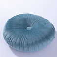 thumbnail image 2 of Pure Color Quilted Round Pumpkin Throw Pillow Cushion Sofa Lumbar Pillow Decorative Pillow (Button Lake Blue, 35CM8CM), 2 of 6