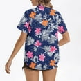 thumbnail image 4 of Tops for Women under $5 Short Sleeved Hawaiian Printed Lapel Button Casual Blouse Multicolor, 4 of 5