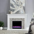 thumbnail image 2 of Bowery Hill Tiled Marble Color Changing Electric Fireplace in White, 2 of 15