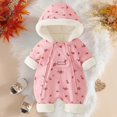 thumbnail image 2 of newwalpole Baby Snowsuit Newborn Printed Winter Clothes Outfit Infant Boys Grils Hooded Double Zippers Jumpsuit Onesie Coat Pink for Size 3-6 Months, 2 of 9