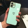 thumbnail image 3 of Compatible with iPhone 12 Case, Cut Cartoon Soft Silicone Love Heart Pattern Slim Protective Shockproof Girls Women Case Cover for iPhone 12 -Mint, 3 of 13