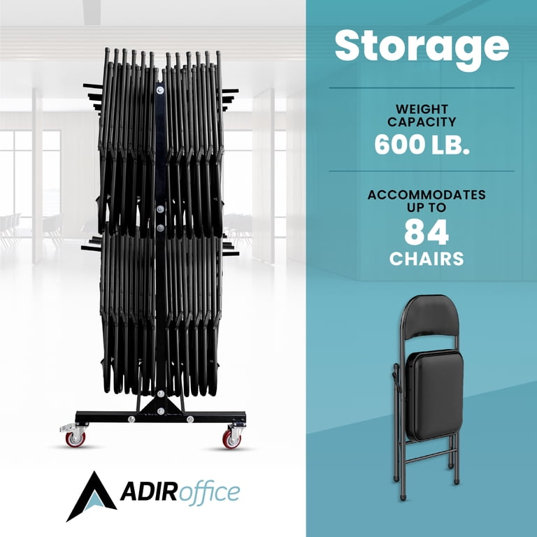 AdirOffice 2-Tier Stackable Chair Storage Utility Rack with Wheels