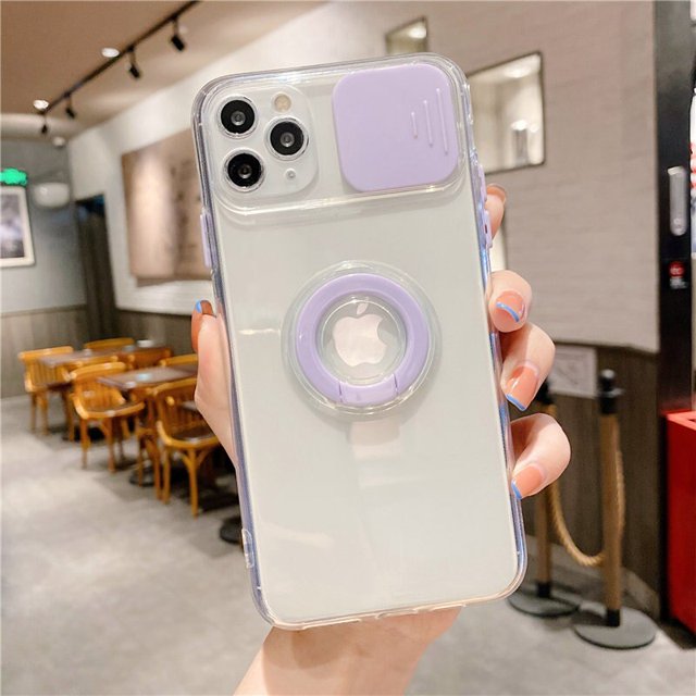 Funda de teléfono con soporte de anillo de protección de cámara para iPhone 12 11 13 Pro Max XR XS Max X 8 Plus 13 14 funda trasera transparente a prueba de golpes Tan Jianjun unisex