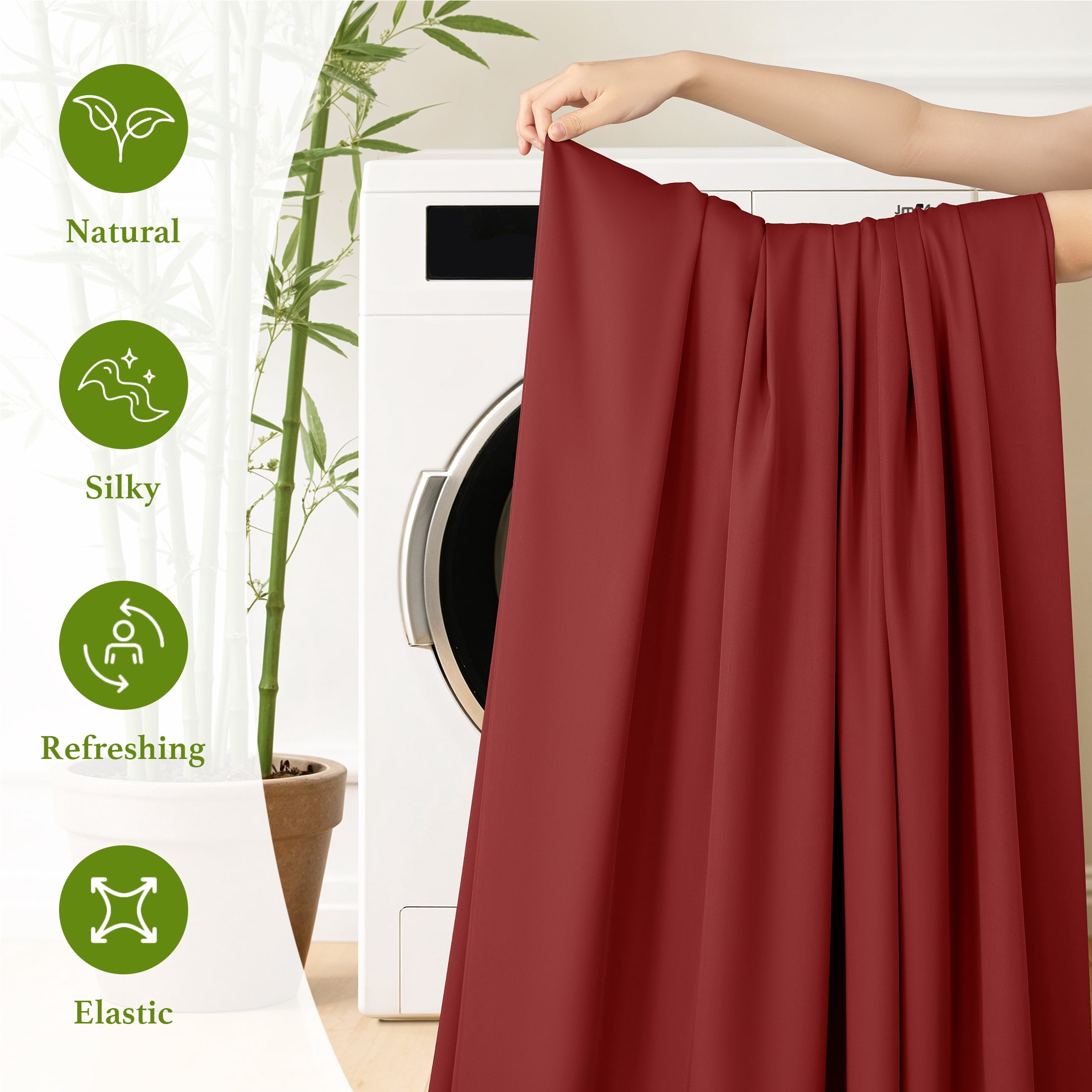 Baauye Cozy Bamboo Sheets Set, 4-Piece Queen Sheet Set with 16" Deep Pockets, Soft and Breathable Bed Sheets, Burgundy