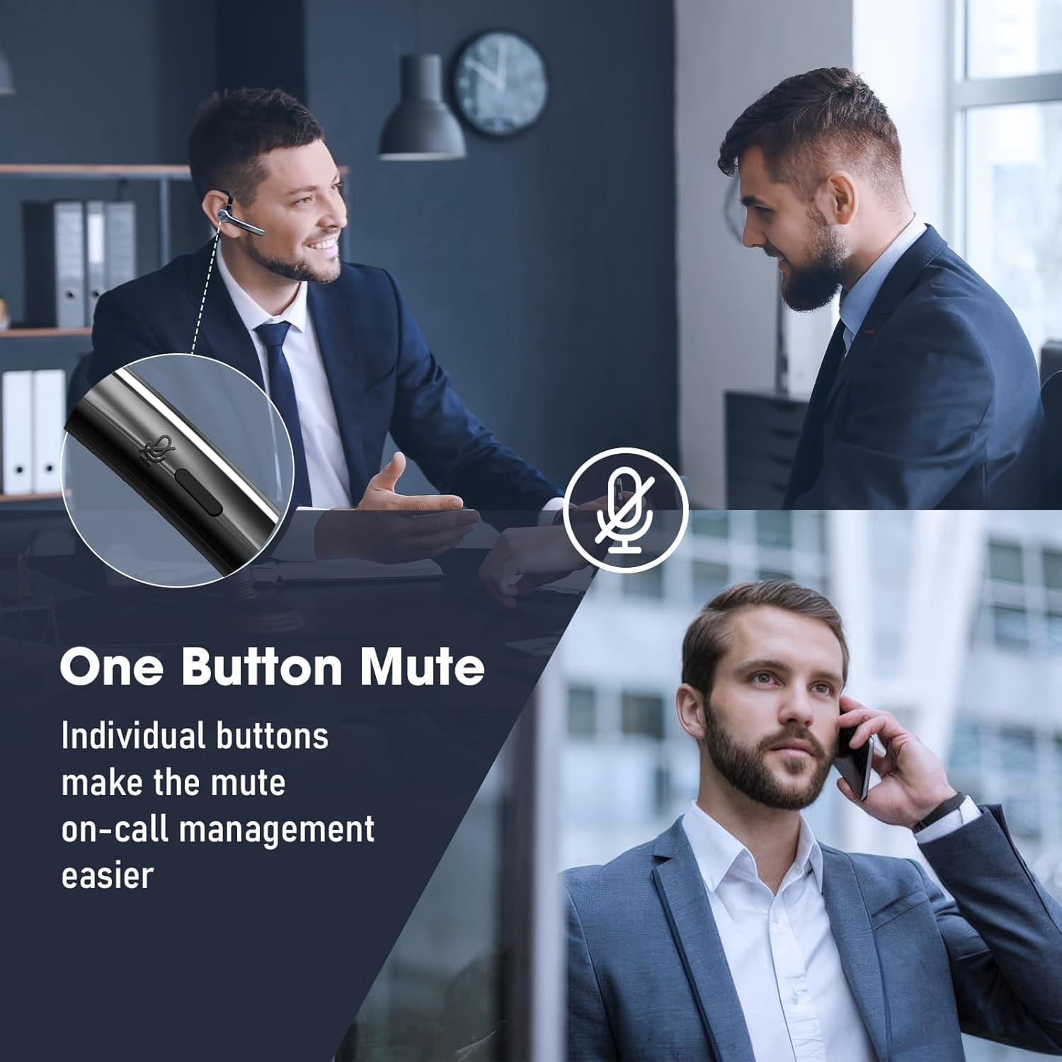 Bluetooth Headset, Wireless Earpiece with Upgrade Noise Canceling Mic,500mAh Charging Case Support 72H Talking Time,Hand-Free Headphones with Mute Button for Computer Cell Phones Trucker Work