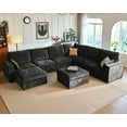 thumbnail image 4 of BEDEEP Canapé Sectionnel Modulaire de 155,9 Po avec Ottoman de Rangement, Canapé Nuage en Chenille en Forme de U, Sofa Convertible 8 Places avec Méridienne pour Salon, Noir, 4 of 10