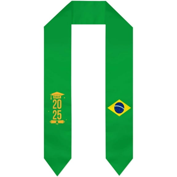 Class of 2025 Brazil Flag Graduation Stoles Shawls Sash International Study Graduate Scarves