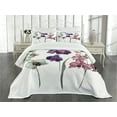 thumbnail image 3 of Ambesonne Watercolor Quilted Bedspread Set 3 Pcs, Flourishing Environment, Queen Size, Cream Violet Dried Rose, 3 of 5
