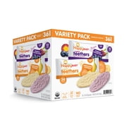Happy Baby Organics Teethers Variety Pack, Sweet Potato & Banana and Blueberry & Purple Carrot Gentle Teething Wafers, Gluten Free, 36 Count 2-Packs
