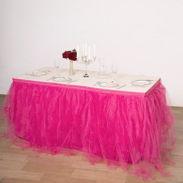 Efavormart 14ft Fuchsia FULL SIZE 4 Layer Fluffy Tulle - Tutu Table ...