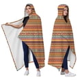 thumbnail image 2 of Wearable Blanket,Orange Ethnic Stripe Pattern Hooded Wearable Flannel Blanket for Adults & Teens,Winter Poncho Shawl Wrap Cape Cozy Anti-Pill,60"x80", 2 of 5