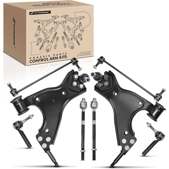A-Premium 8Pcs Front Suspension Kit Lower Control Arms and Ball Joints Assembly Sway Bar Links Inner Outer Tie Rod Ends Compatible with Chevrolet GMC Acadia Limited Buick Enclave Saturn Outlook