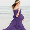 thumbnail image 6 of Miluxas Women's off Shoulder Maternity Dress for Photography Elegant Ruffle Sleeve Maxi Pregnancy Gown Dress for Baby Shower Purple XL(XL), 6 of 7