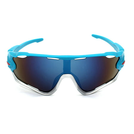 Night Vision Fashion Outdoor Activities Goggle Skiing Cycling Wind Goggle - Light Blue Frame + Silver Edge + Blue Film