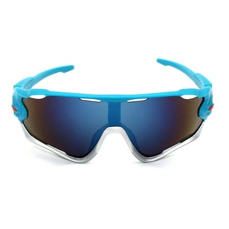 Goggle Night Vision Night Vision Fashion Outdoor Activities Goggle Skiing Cycling Wind Goggle - Light Blue Frame + Silver Edge + Blue Film ()