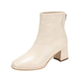 thumbnail image 2 of Willtoo Women's Square Toe Side Zipper Mid Chunky Heels Retro Ankle Boots, 2 of 6