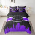 thumbnail image 2 of YST Ensemble de Literie Sport Gamer 7 Pcs, Taille Simple, Noir Violet, 2 of 4