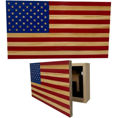Bellewood Designs American Flag Decorative Secure Wall-Mounted Gun Cabinet (Red Blue)