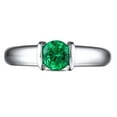 thumbnail image 2 of 1 Carat Green Emerald 6mm Round Cut Green Gemstone Solitaire Engagement Ring in 10k White Gold, 2 of 5