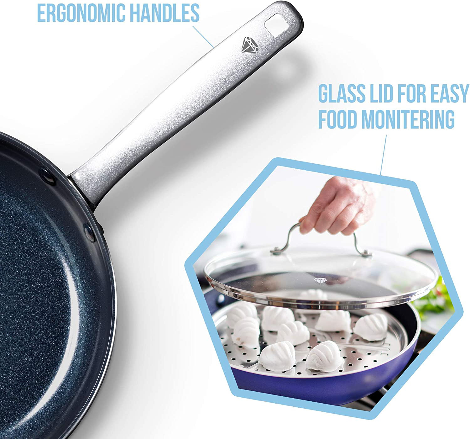 Blue Diamond Toxin-Free Ceramic and Dishwasher Safe 12-Piece Pots