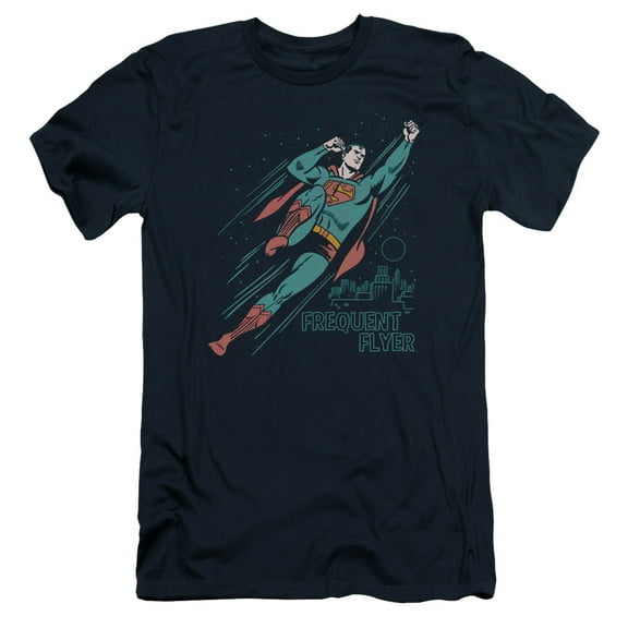 Superman Frequent Flyer Adult 30/1 T-Shirt Navy
