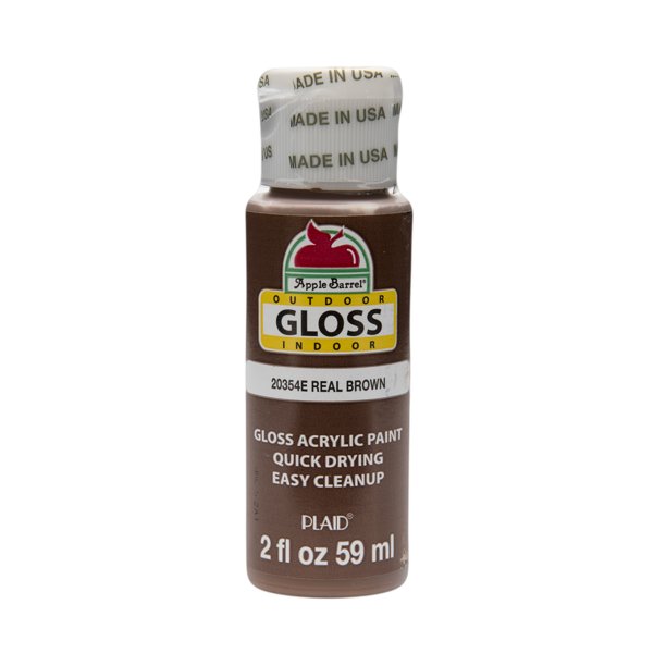 Apple Barrel 20354E Acrylic Craft Paint, Gloss Finish, Real Brown, 2 fl oz