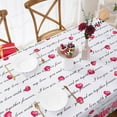 thumbnail image 3 of Valentine''s Day Tablecloth Rectangle 60x120 Inch, Red Black Striped Love Heart Table Cloth, Polyester Fabric Tablecloths, Waterproof Spillproof Tablecloth for Valentines Day Wedding Party Decoration, 3 of 6