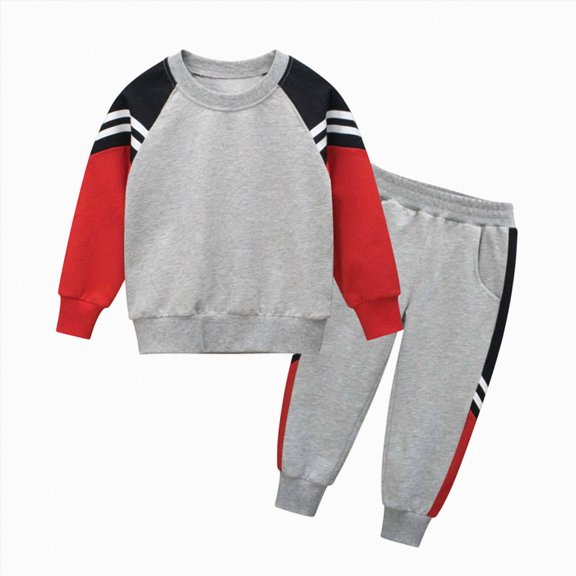 NOLDARES Baby Boy Fall Clothes Set Long Sleeve Crewneck Sweatshirts Pants Cute Infant Newborn Outfits(T208-Grey)