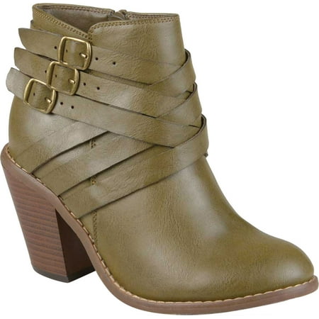 

Women s Journee Collection Strap Multi Strap Ankle Boot Olive Faux Leather 8 M