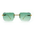 thumbnail image 5 of Mens Luxury Urban Gangster Beveled Rimless Rectangle Sunglasses Gold - Green, 5 of 8