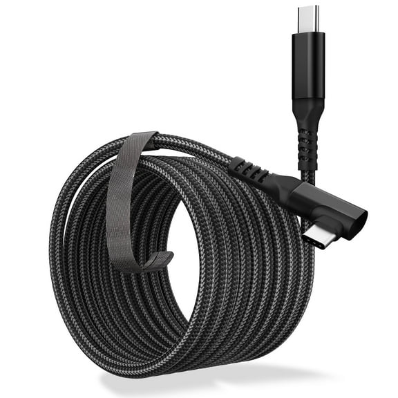 SNADYA 16ft DC to DC Cable for Meta Quest, Pico 4, and PC/Steam VR with 90 Degree Type-C Nylon Braided Cable, Black