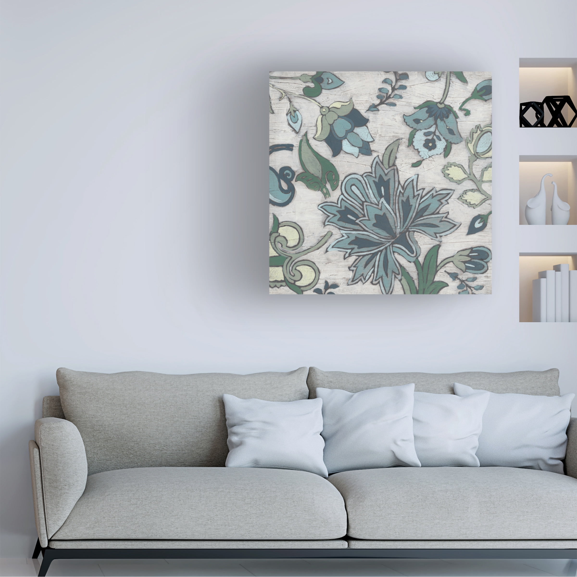 June Erica Vess 'Blue Garden Chintz II' Canvas Art