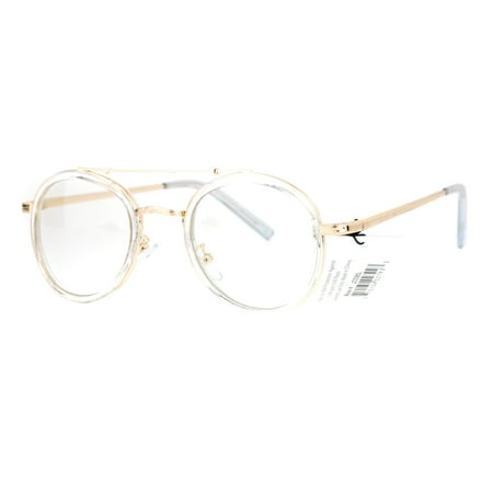 - SA106 Vintage Victorian Round Double Frame Mens Clear Lens Eye Glasses Clear Gold