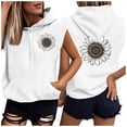 thumbnail image 2 of Sexlip Womens Short Sleeve Graphic Print Hooded T Shirt Kangaroo Pocket Design Warm Fabric Relaxed Silhouette for Casual Hangouts White XL, 2 of 5