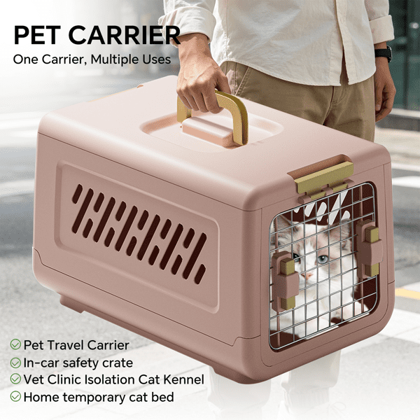 Airline Box Style Cat Litter Box, Enclosed High-Sided Litter Pan with Vent Holes, Anti-Splash & Odor Control, Detachable Easy Clean Plastic Cat Toilet for Indoor Cats