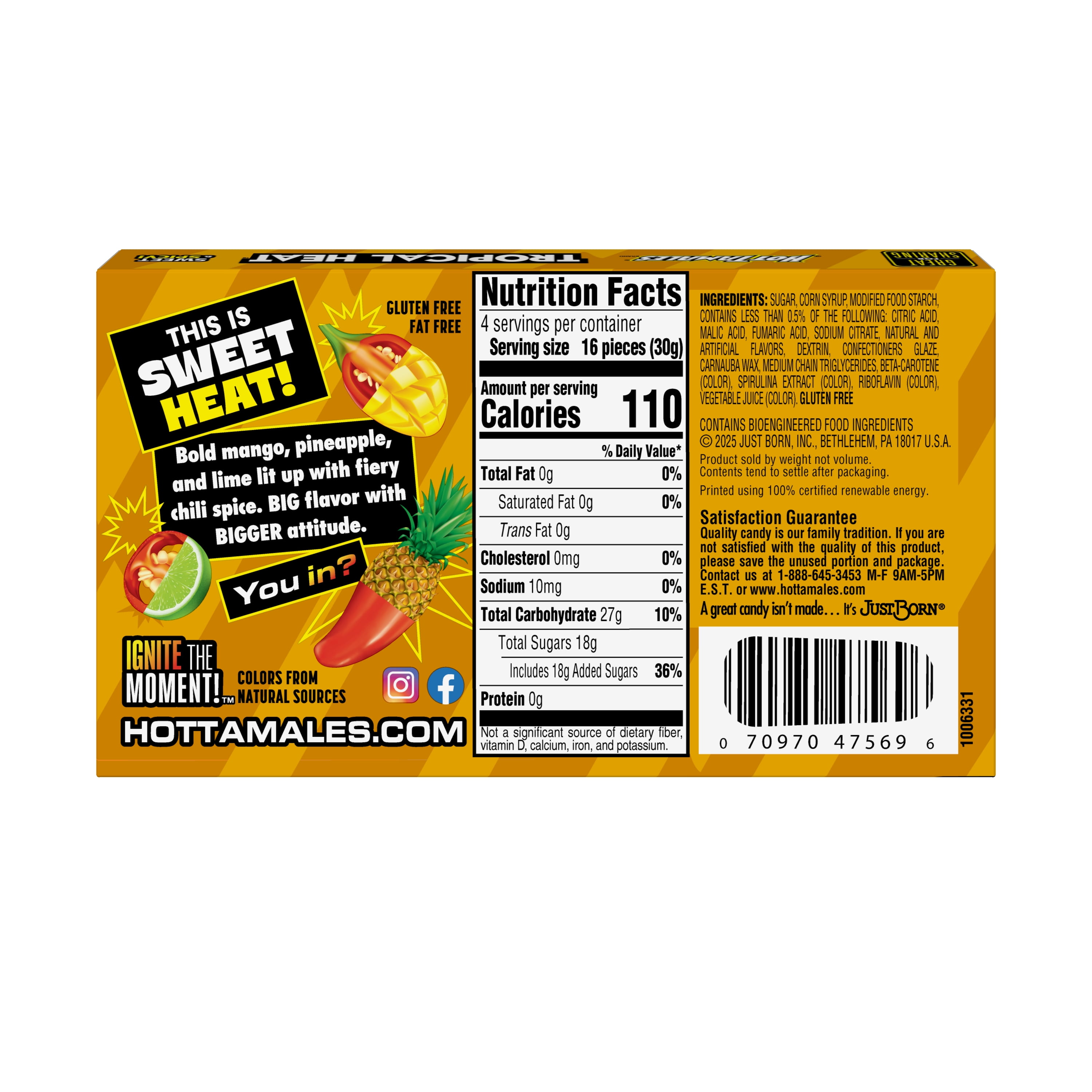 HOT TAMALES Tropical Heat Chewy Candy, 4.25 ounce Theater Box