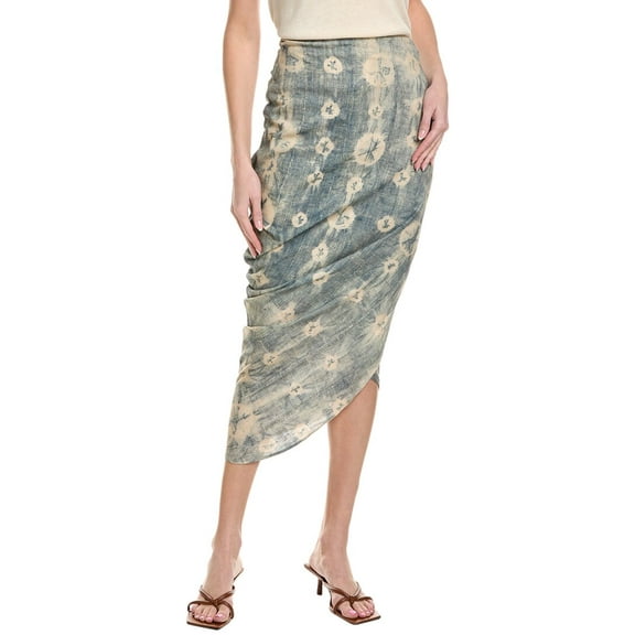 Just Bee Queen womens  Noor Linen-Blend Midi Skirt, s, Blue