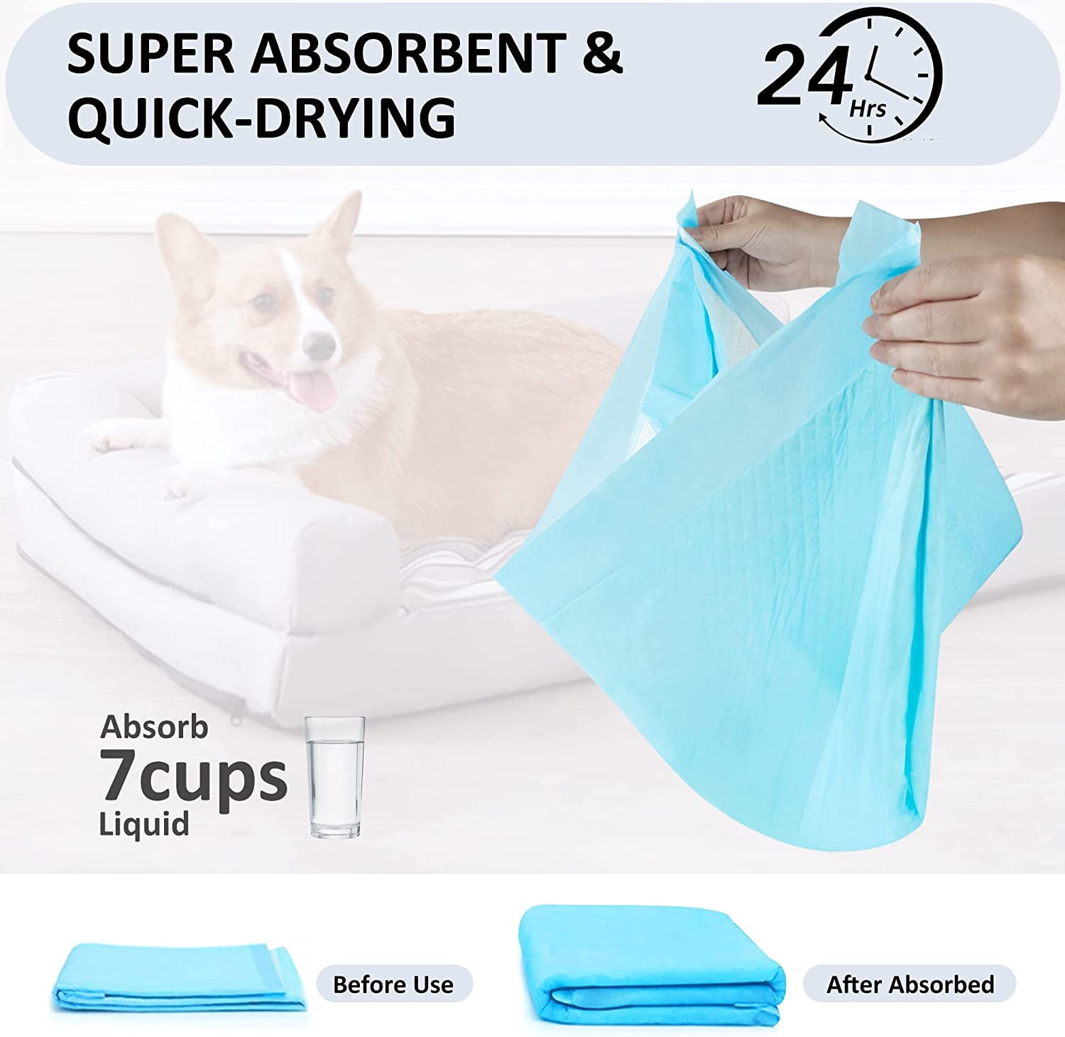 Puppy Pee Pads Extra Large ,Indoor Potty Pads for Dogs,Cats & Rabbits,Disposable Pet Training and Piddle Pads,Super Absorbent & Leak-Proof