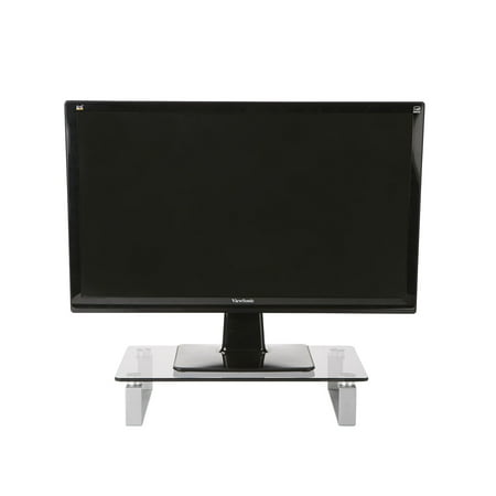 Mind Reader Glass Monitor Stand, Desktop Monitor Stand, Stand Riser for Computer, Laptop, Desk, iMac, Dell, HP, Clear