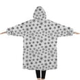 thumbnail image 2 of Oversized Wearable Blanket Hoodie,Black and White Christmas Snowflake Pattern Sherpa Blanket Hoodie with Super Pockets,Super Warm Fuzzy Pullover for Women & Men, 2 of 6