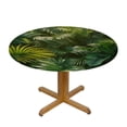 thumbnail image 3 of PIKWEEK Outdoor Picnic Camping and Indoor Kitchen Dining Party Round Tablecloth Palm Leaves with Lush Branches and Leaves White, 3 of 8