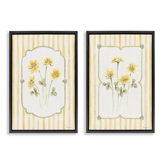 Stupell Industries Sweet Honey Blooms 2 Piece Black Framed Floater Canvas Set, design by Beth Grove