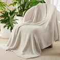 thumbnail image 2 of Manta tejida para cama, color beige, suave y acogedora, 152 x 203 cm, 2 of 7