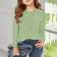 thumbnail image 6 of Abcomgle Kids Long Sleeve Shirt Girls Crewneck Winter Tee for Girls Casual Basic Girls Tops Cute Polka Dot Girls Sweatshirts 4-5 Years,Green, 6 of 6