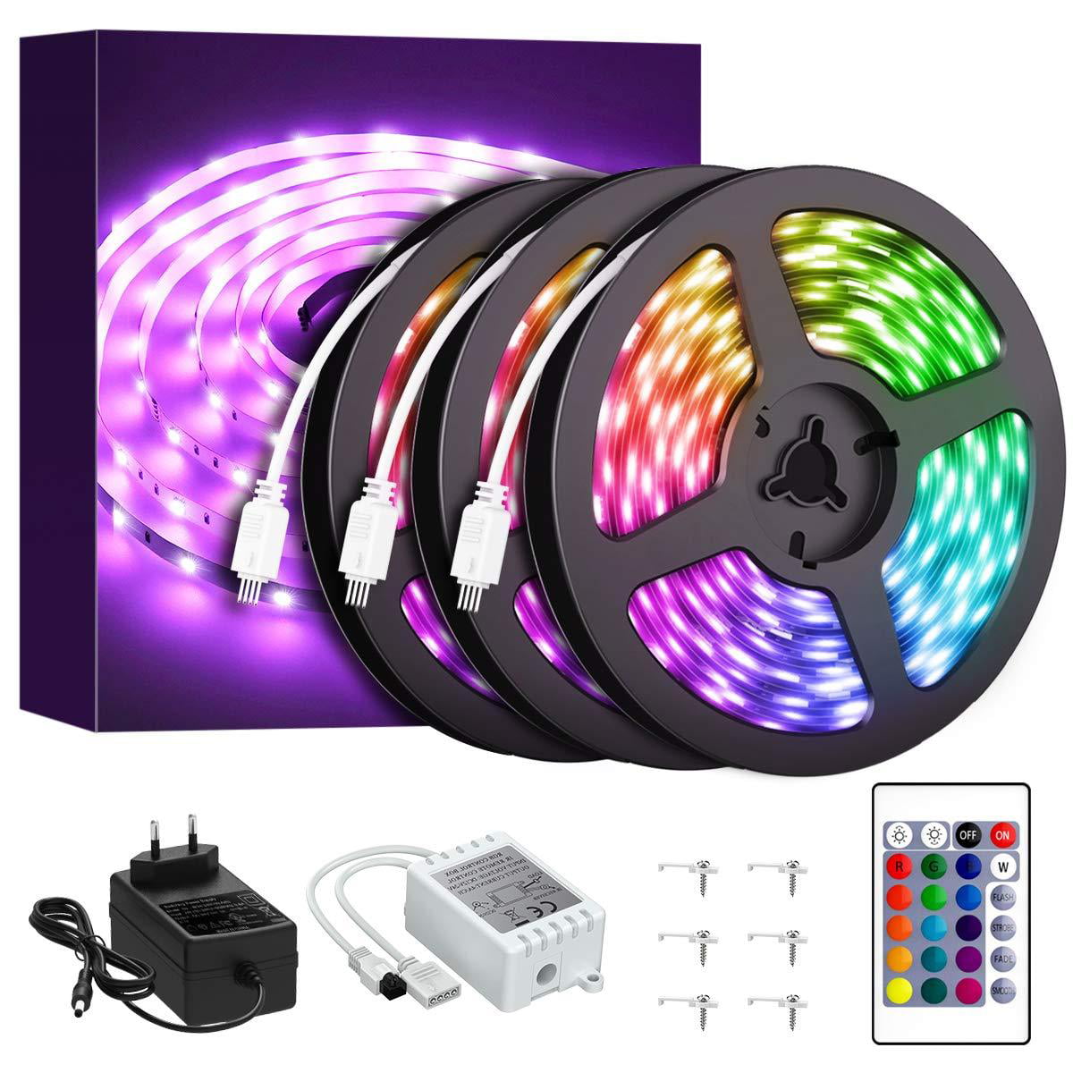 49.2FT/15M LED Strip Lights,Borllyem RGB LED Light Strip 5050SMD RGB LED Strip C 
