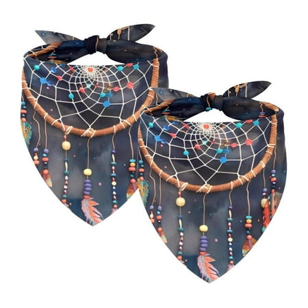 PhooArto Dream Catcher Pattern Dog Bandanas 2 Pack Soft Washable Pet Scarf Triangle for Large Dogs Puppies and Cats
