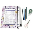 thumbnail image 5 of Pinksh Purple Yellow Flowers 3-Ring Binder Pouches A4 Size Zipper Pocket File Storage 2 Packs, 5 of 6